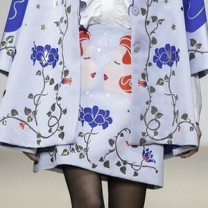 Vivetta Skirt Red Hair Face Print Floral Art A-Line Size 38 S/M Made in Italy